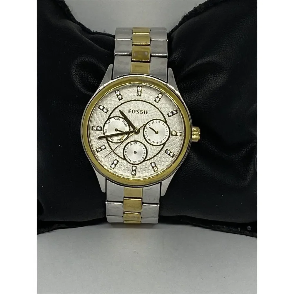 Fossil BQ1564 Unisex Two Tone Stainless Steel Analog Silver Dial Watch XX523